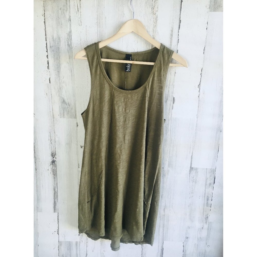NWOT bobi Los Angeles T-Shirt Tank Dress Casual REVOLVE Olive Green Slub Knit XL